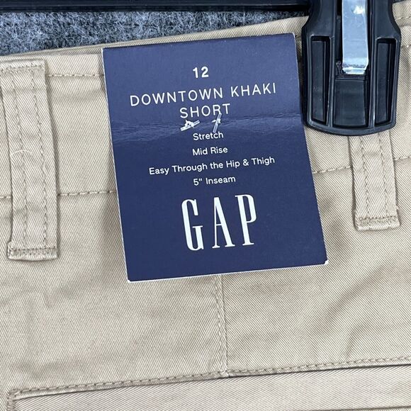 GAP Shorts Womens 12 Beige Downtown Khaki Short Stretch Mid Rise 5" Preppy Dock - Picture 3 of 11